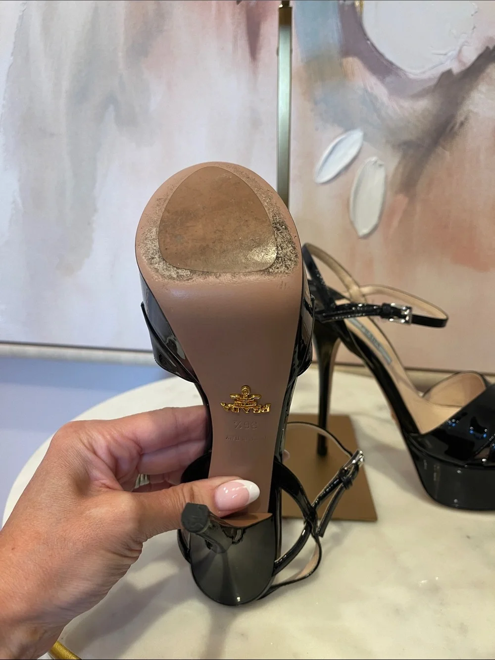 Prada Black Patent Platform Stiletto Heels